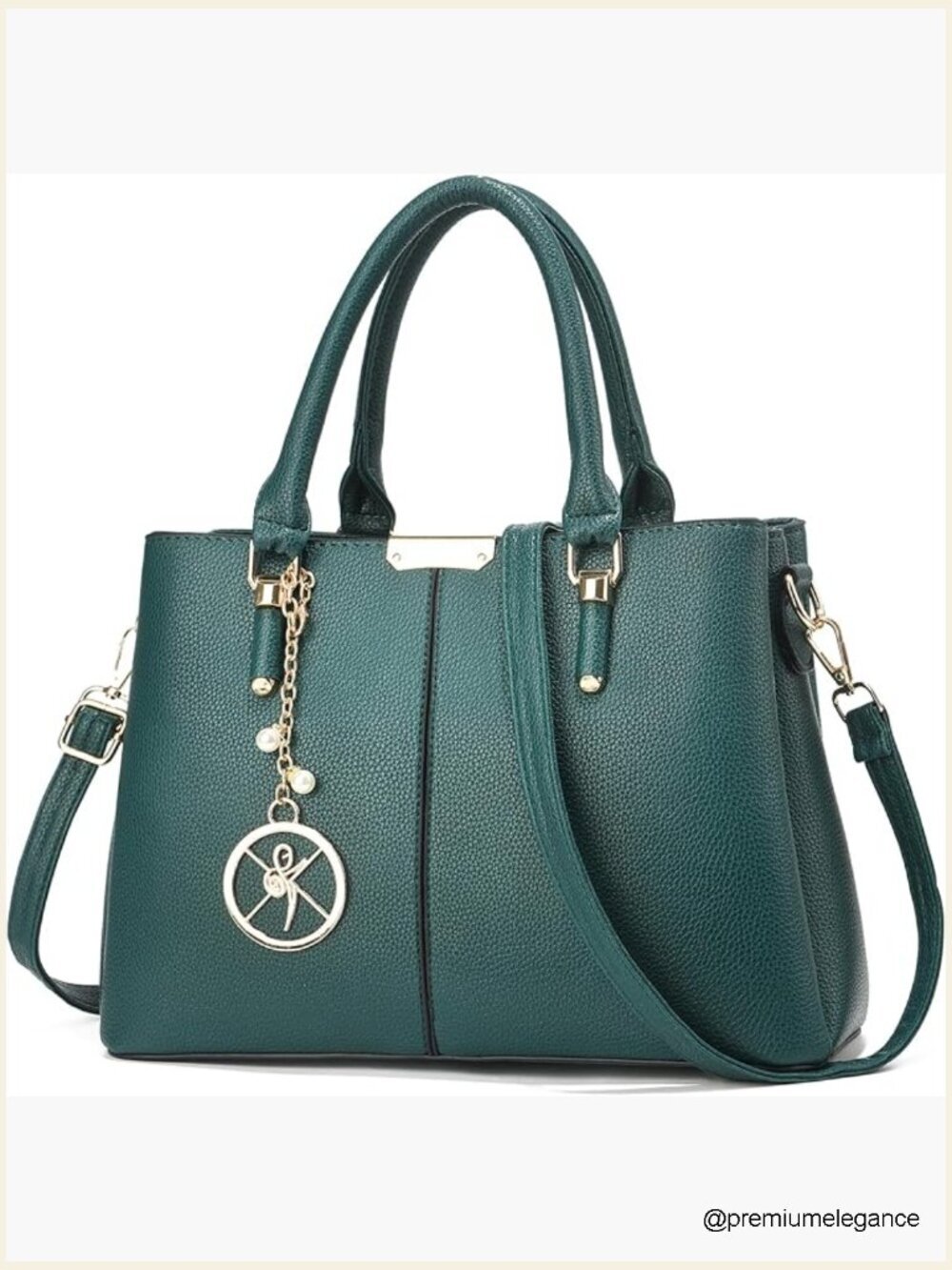3 Zip Compartments Satchel Tote Bag Women Shoulder Handbag Faux Leather